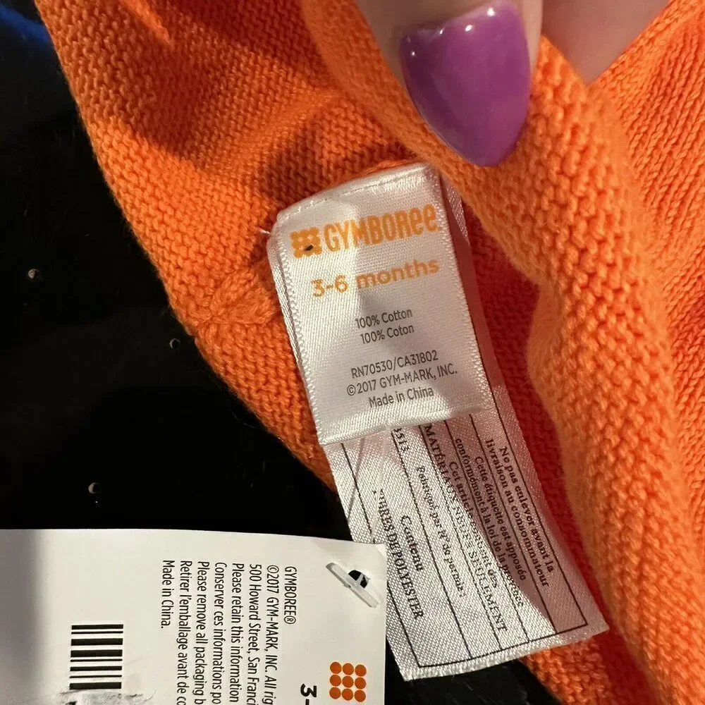 GYMBOREE Fall Festival Orange Pumpkin Sweater Beanie Hat 3-6 Month NWT Stem 2017